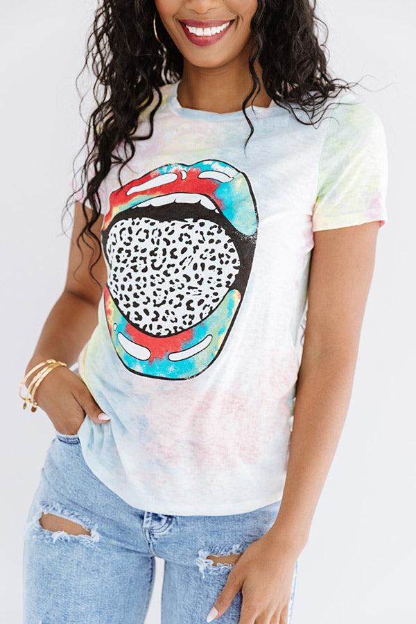 Let's Talk Leopard Tie Dye Tee In Pink Image - 4