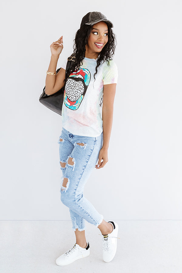 Let's Talk Leopard Tie Dye Tee In Pink Image - 2