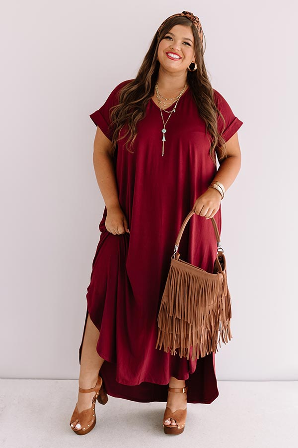 Just My Type T-Shirt Maxi In Maroon   Curves Image - 1
