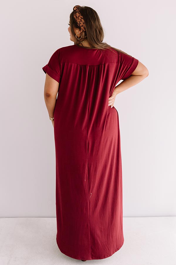 Just My Type T-Shirt Maxi In Maroon   Curves Image - 1