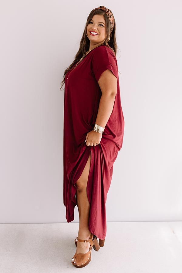 Just My Type T-Shirt Maxi In Maroon   Curves Image - 1