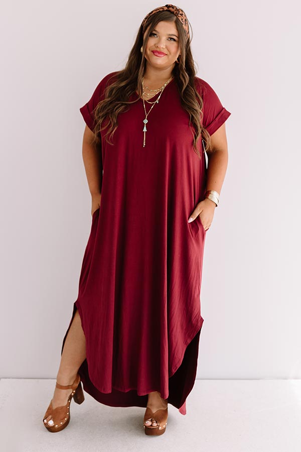 Just My Type T-Shirt Maxi In Maroon   Curves Image - 1