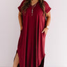 Just My Type T-Shirt Maxi In Maroon   Curves Image - 1