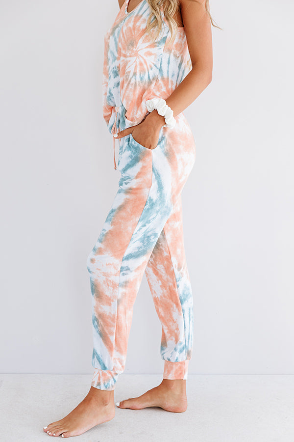 Girls Orange & Blue Terry Tie Dye Joggers