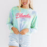 Blondie Tie Dye Crop Sweatshirt In Blue Image - 1