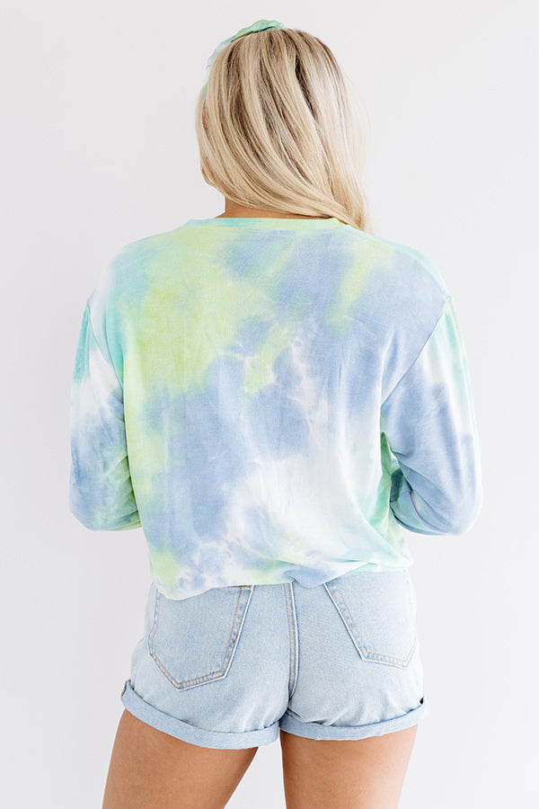 Blondie Tie Dye Crop Sweatshirt In Blue Image - 5
