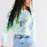 Dream On Dreamer Tie Dye Crop Sweatshirt In Blue Image - 1