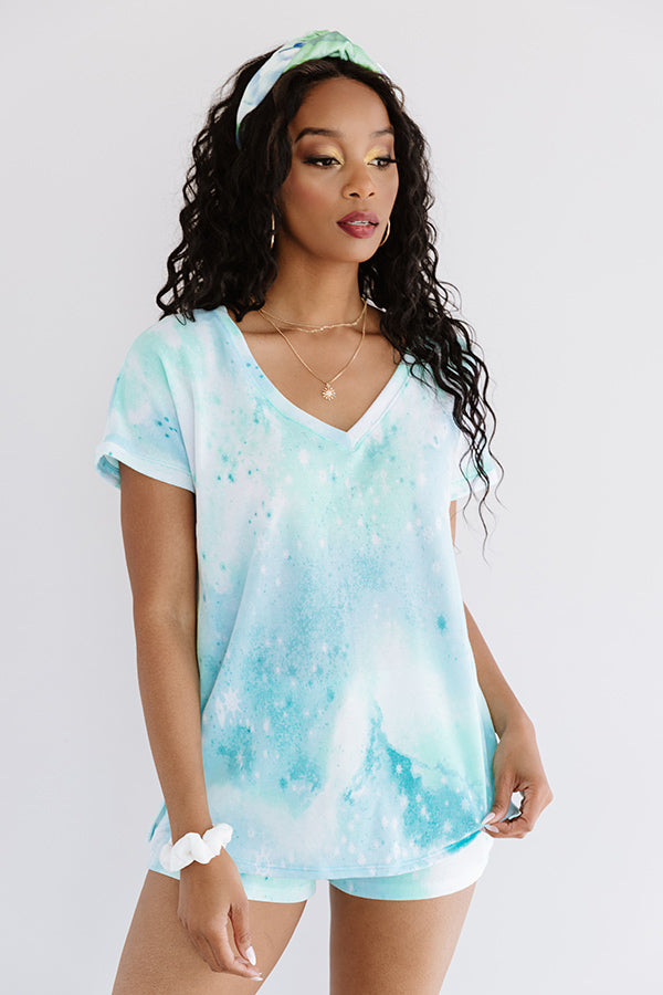 Get Cozy Tie Dye Shift Tee In Aqua Image - 3