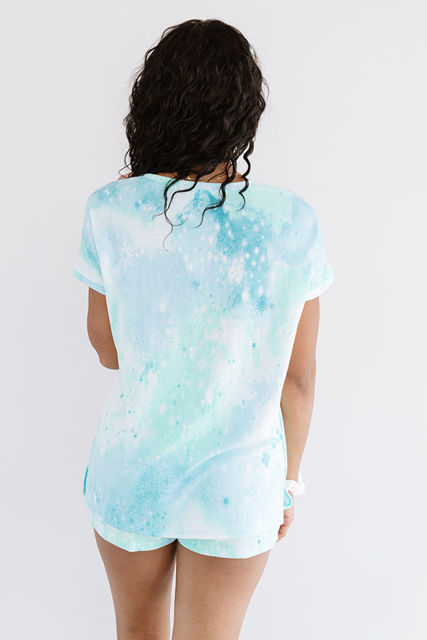 Get Cozy Tie Dye Shift Tee In Aqua Image - 5