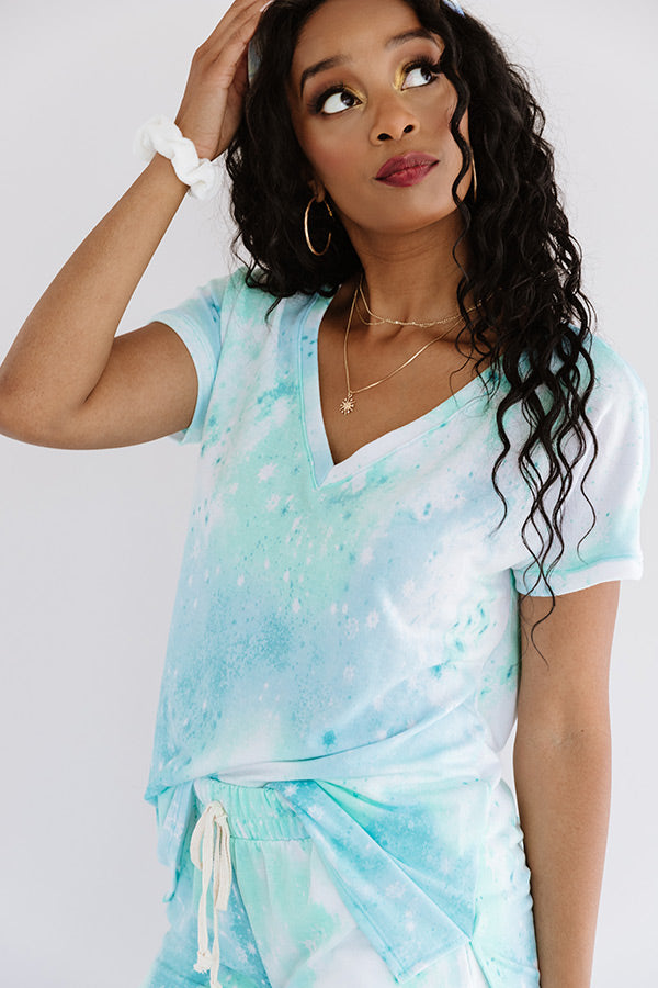 Get Cozy Tie Dye Shift Tee In Aqua Image - 4