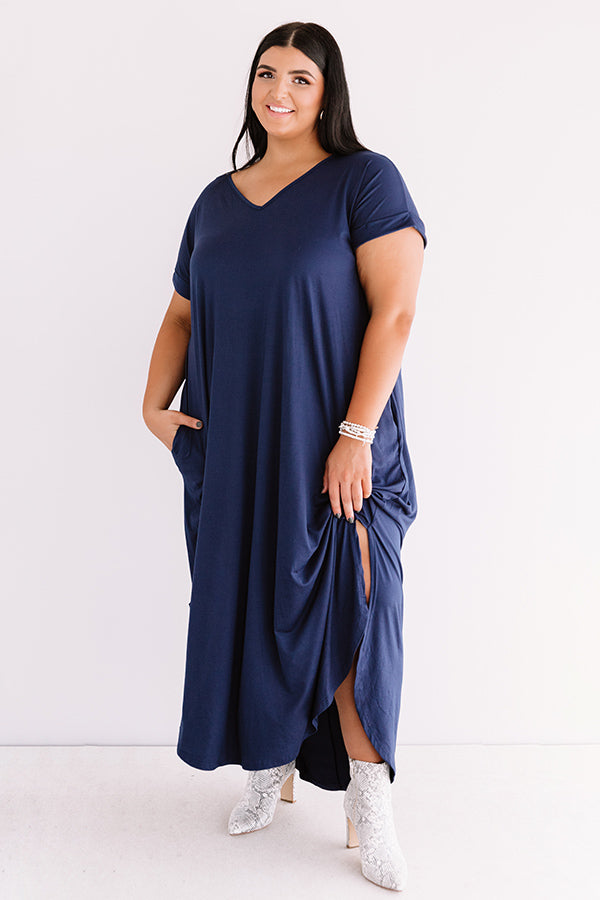 Just My Type T-Shirt Maxi In Navy   Curves Image - 1