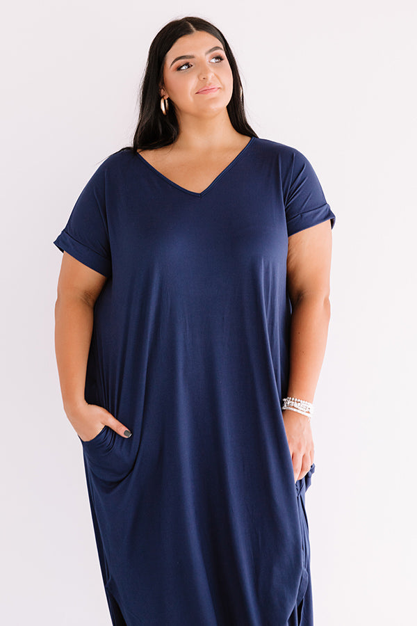 Just My Type T-Shirt Maxi In Navy   Curves Image - 1