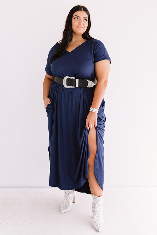 Just My Type T-Shirt Maxi In Navy   Curves Image - 1