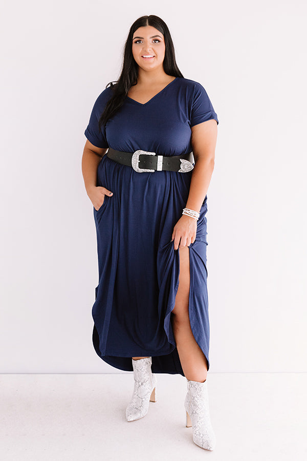 Just My Type T-Shirt Maxi In Navy   Curves Image - 1