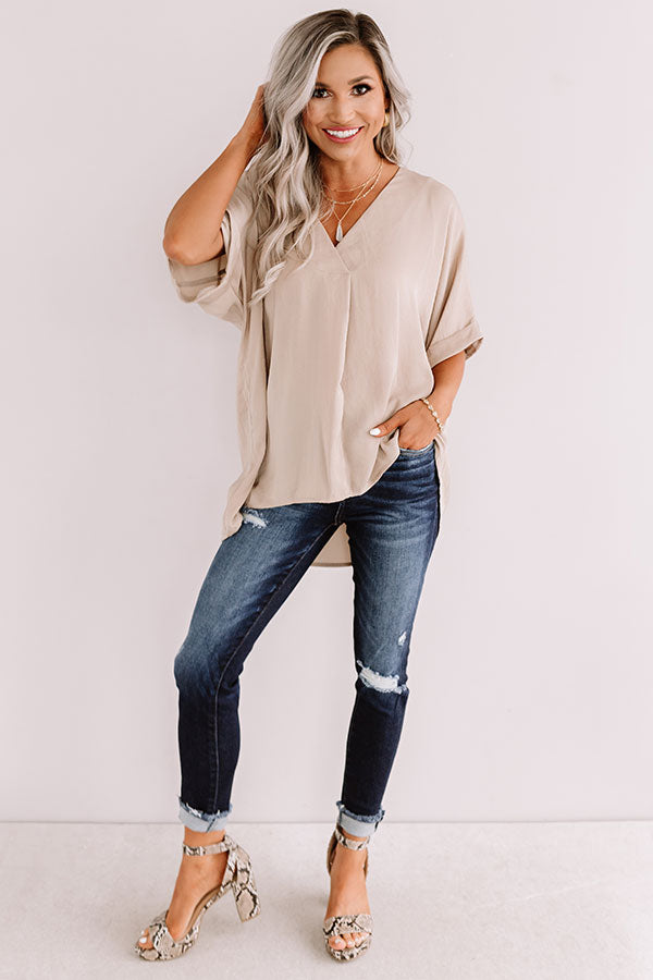 Kissing By Candlelight Shift Top In Taupe Image - 2