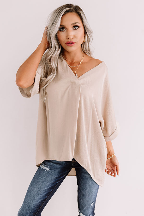 Kissing By Candlelight Shift Top In Taupe Image - 3