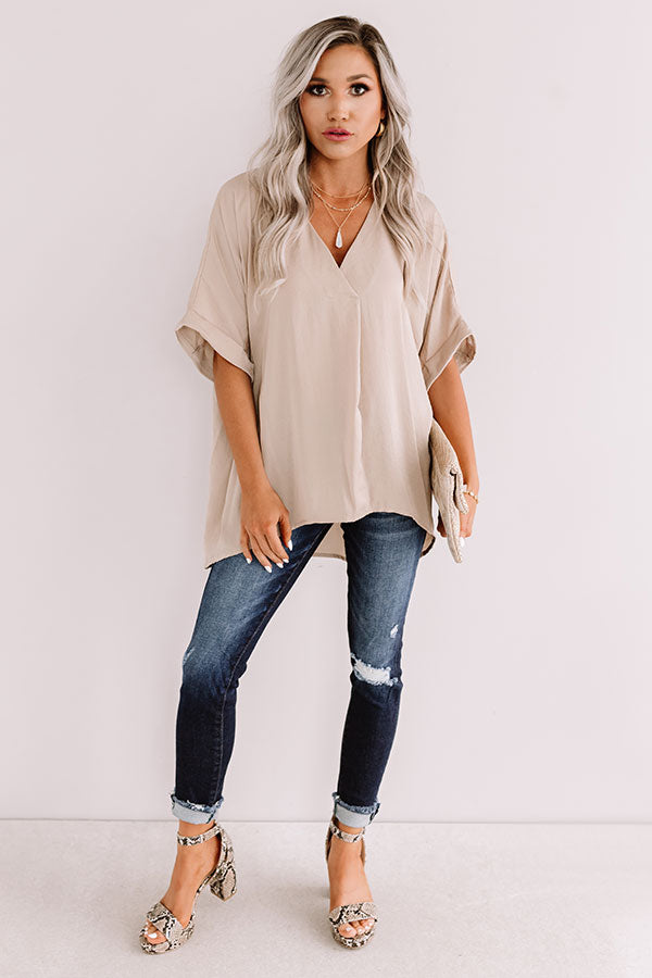 Kissing By Candlelight Shift Top In Taupe Image - 1