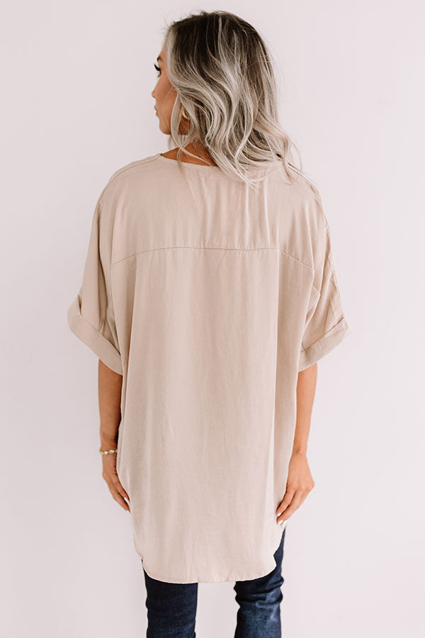 Kissing By Candlelight Shift Top In Taupe Image - 4
