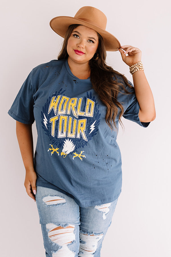 World Tour Distressed Boyfriend Tee In Riverside Curves Image - 1