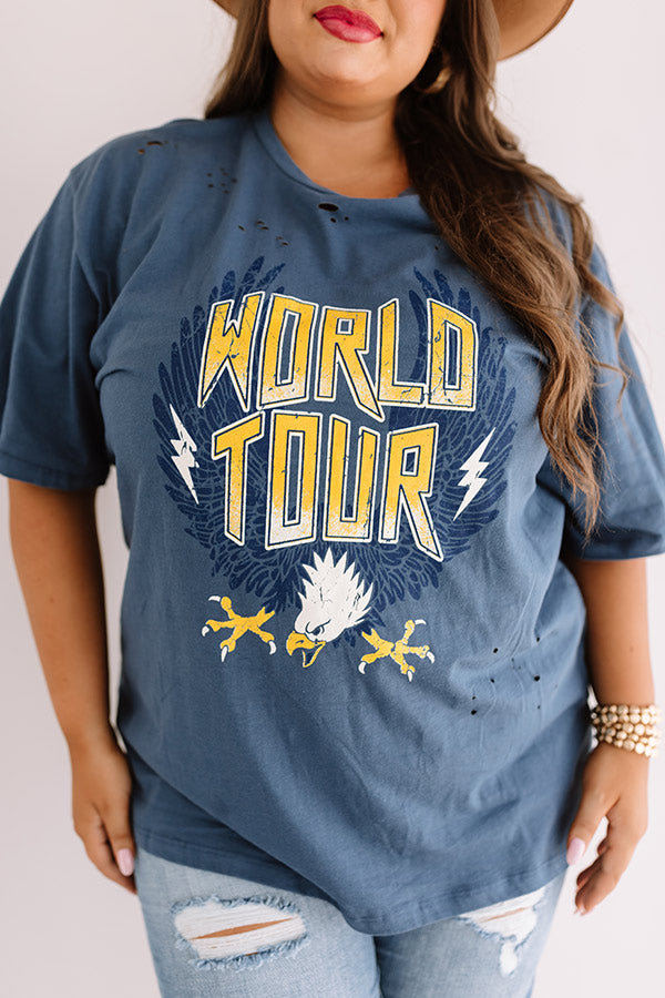 World Tour Distressed Boyfriend Tee In Riverside Curves Image - 3