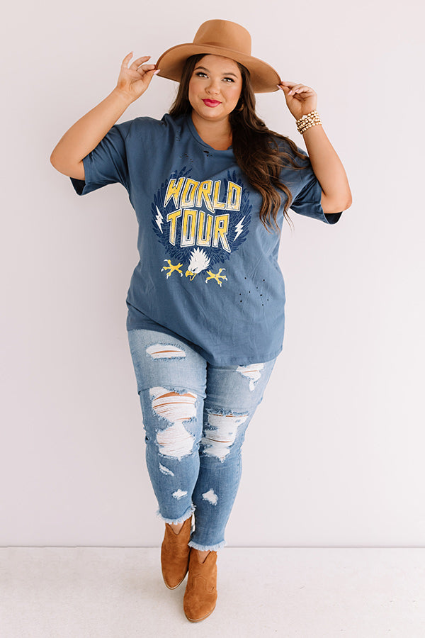 World Tour Distressed Boyfriend Tee In Riverside Curves Image - 2