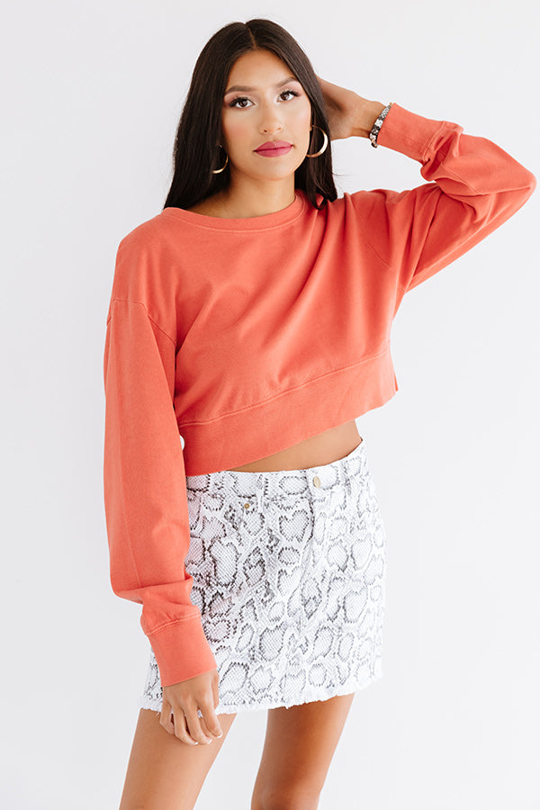 Feeling Zen Crop Sweatshirt In Tangerine