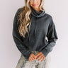 Latte Lover Waffle Knit Sweater In Charcoal Image - 1