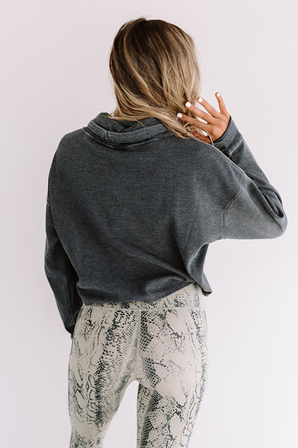 Latte Lover Waffle Knit Sweater In Charcoal Image - 5