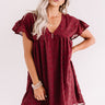 Fall Highlight Babydoll Dress In Wine Image - 1