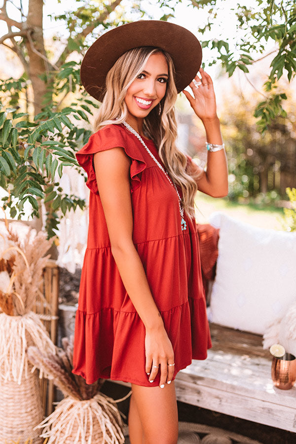 Ready To Party Babydoll Dress In Rust Image - 2