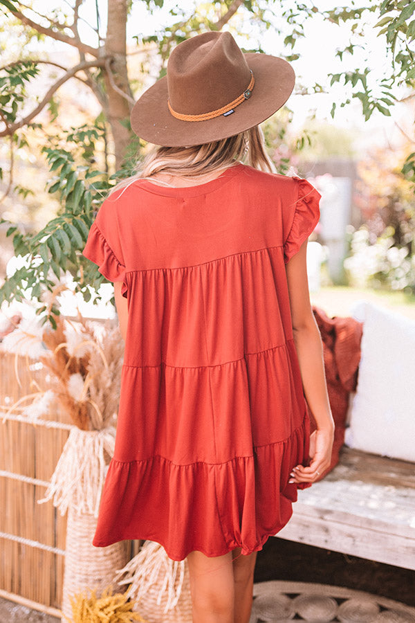 Ready To Party Babydoll Dress In Rust Image - 5