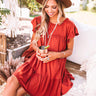 Ready To Party Babydoll Dress In Rust Image - 1