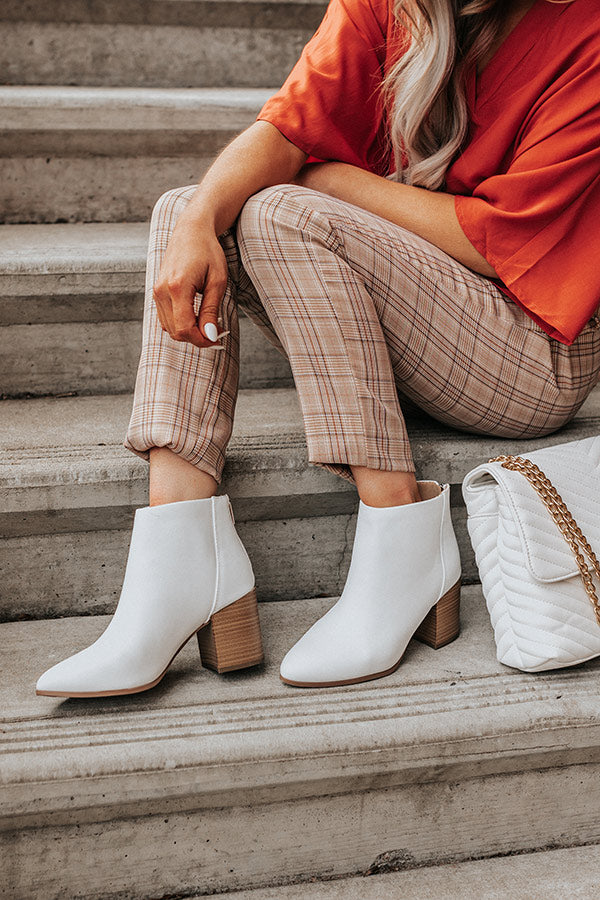 The Estelle Faux Leather Bootie in White