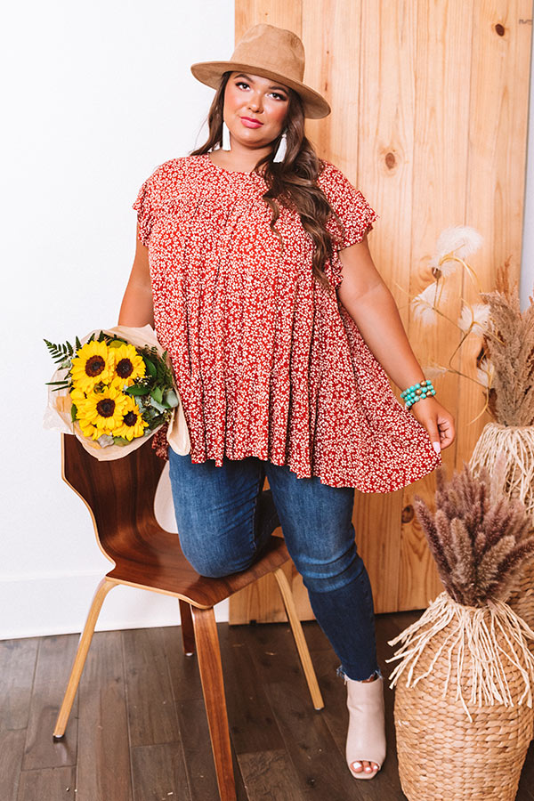 Serious Delight Babydoll Top In Rust Curves Image - 3