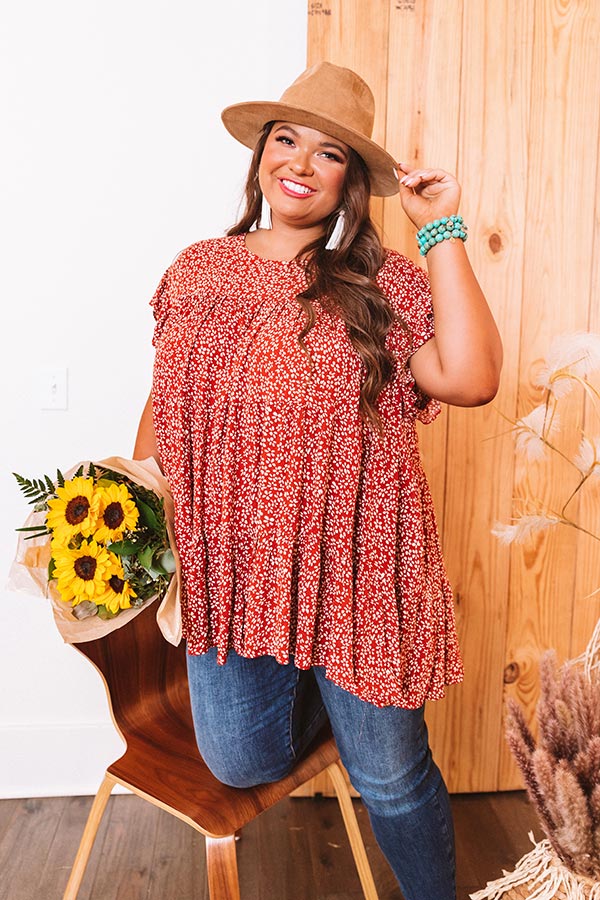 Serious Delight Babydoll Top In Rust Curves Image - 2