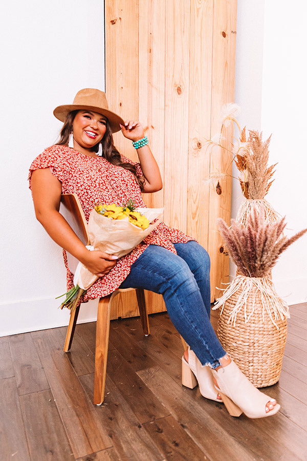 Serious Delight Babydoll Top In Rust Curves Image - 4