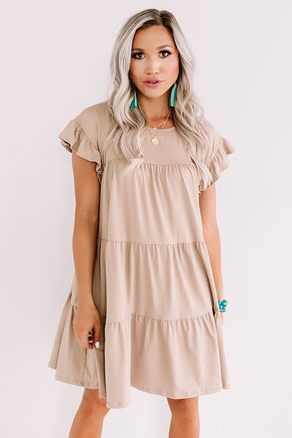 Ready To Party Babydoll Dress In Taupe Image - 2