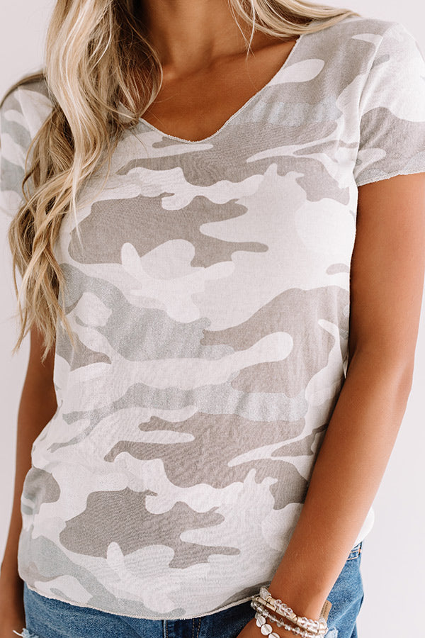 On The DL Camo Top In Taupe Image - 3