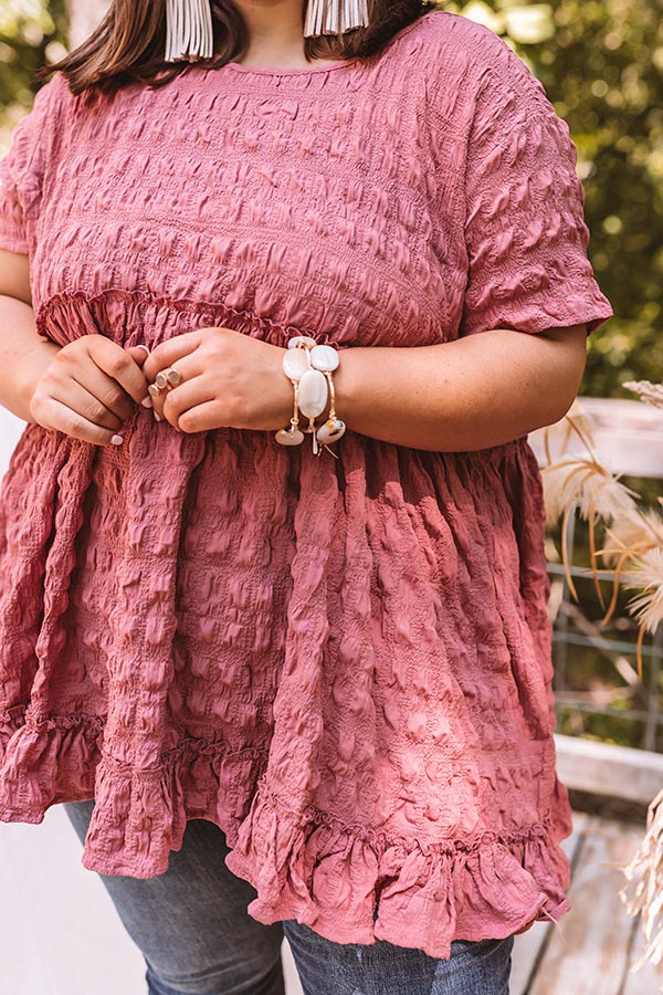 Kisses In Capri Babydoll Top In Rose Curves Image - 3