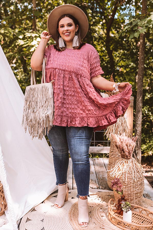 Kisses In Capri Babydoll Top In Rose Curves Image - 1