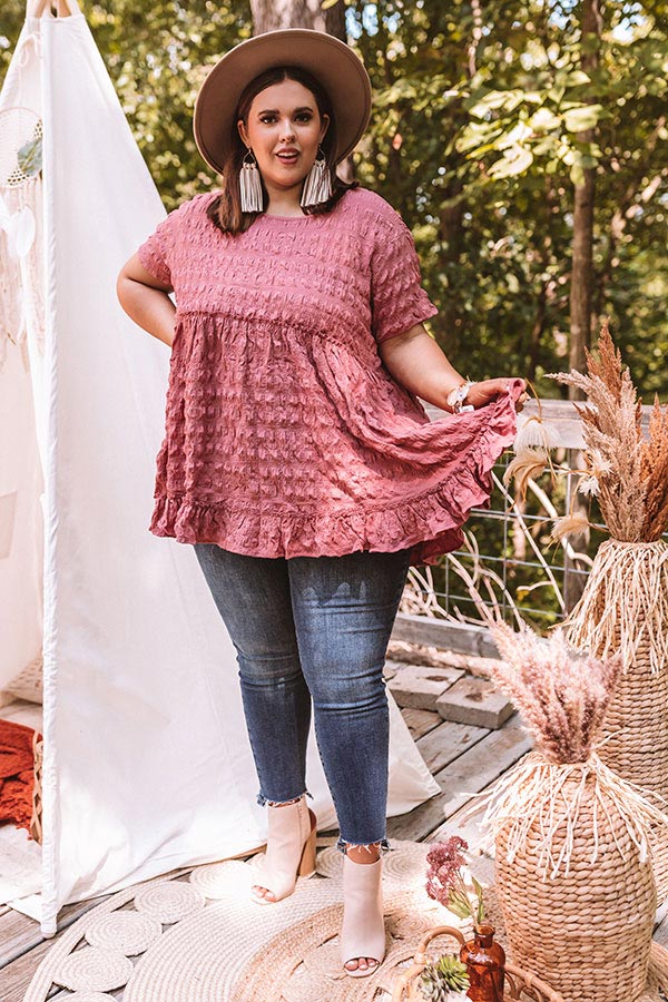 Kisses In Capri Babydoll Top In Rose Curves Image - 5