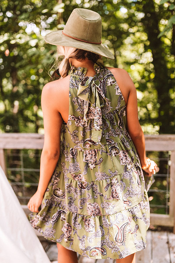 Serene Stay Paisley Dress In Olive Image - 3