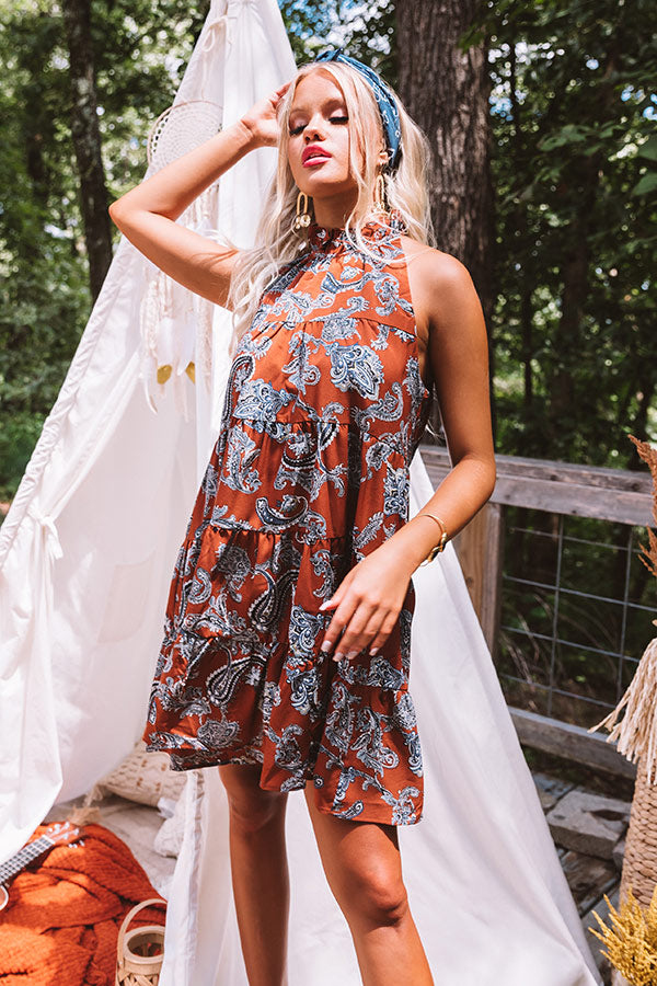 Serene Stay Paisley Dress In Cinnamon Image - 4