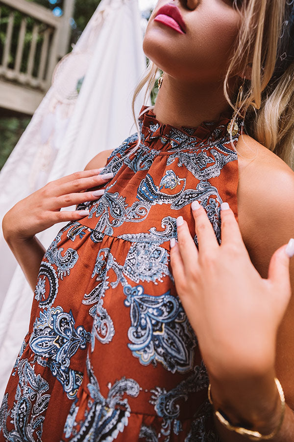 Serene Stay Paisley Dress In Cinnamon Image - 5