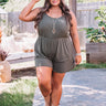 Santa Fe Sunrise Romper In Army Green Curves Image - 1