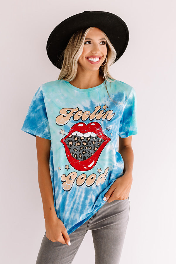 Feelin' Good Tie Dye Tee In Blue Image - 3