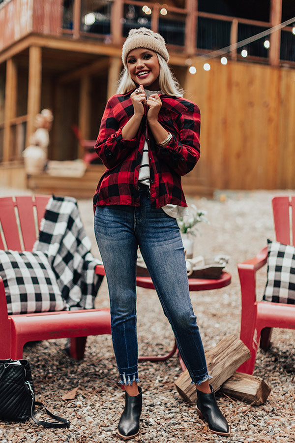 Pumpkin Spice Flirty Plaid Top In Crimson Image - 3