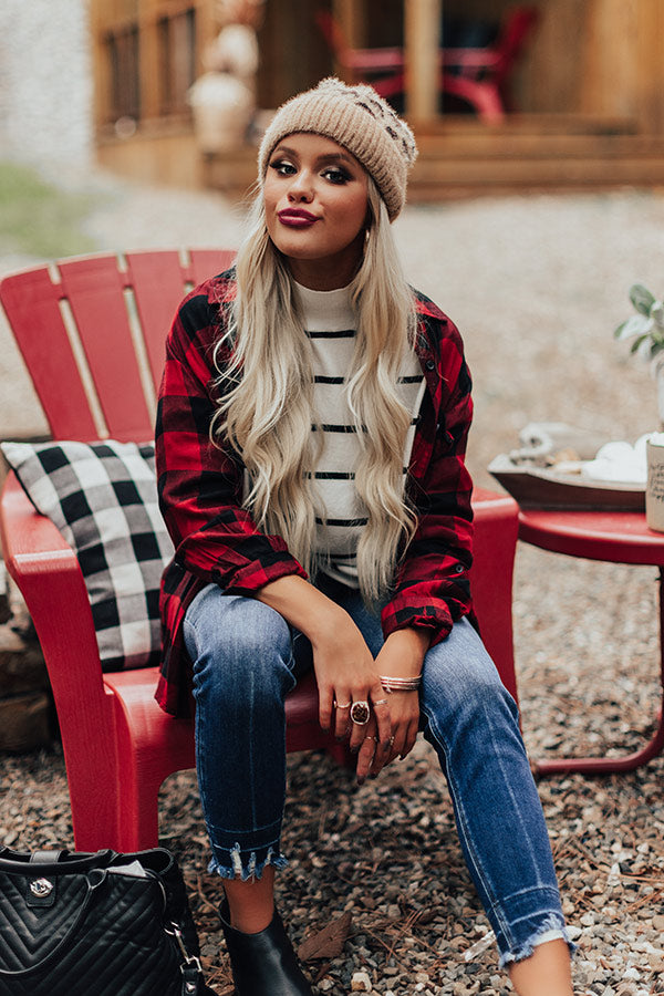 Pumpkin Spice Flirty Plaid Top In Crimson Image - 4