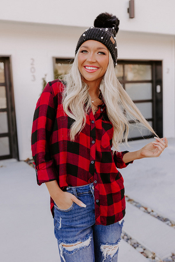 Pumpkin Spice Flirty Plaid Top In Crimson Image - 1