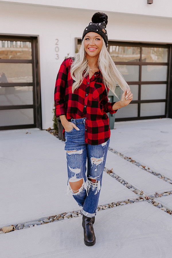 Pumpkin Spice Flirty Plaid Top In Crimson Image - 2